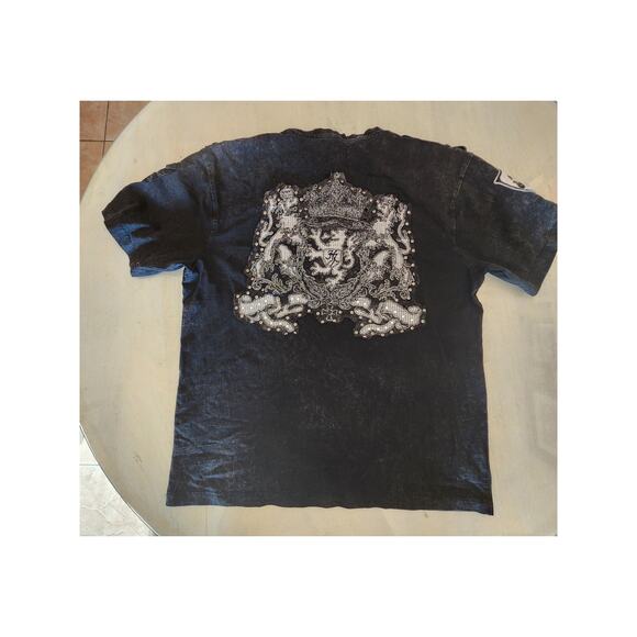 Kanji Men's T-Shirt SZ 2XL Embroidery Studs Y2K - Picture 2 of 8